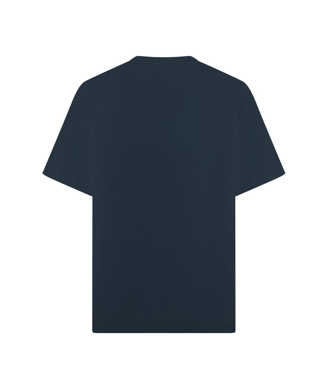 STONE ISLAND Темно-синяя хлопковая футболка, фото 2