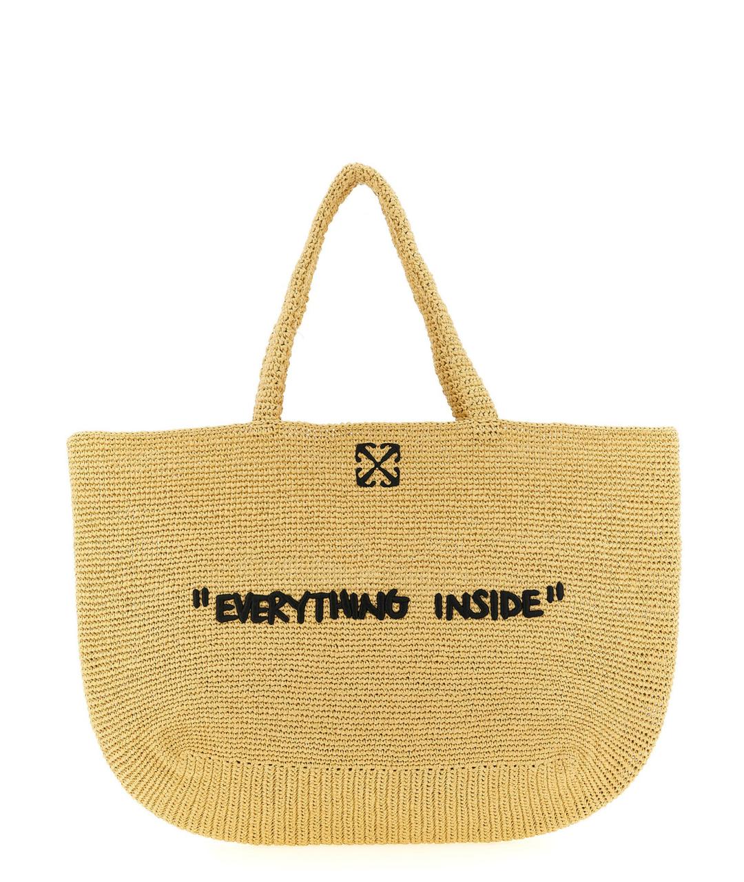 OFF-WHITE Бежевая пелетеная сумка тоут, фото 1