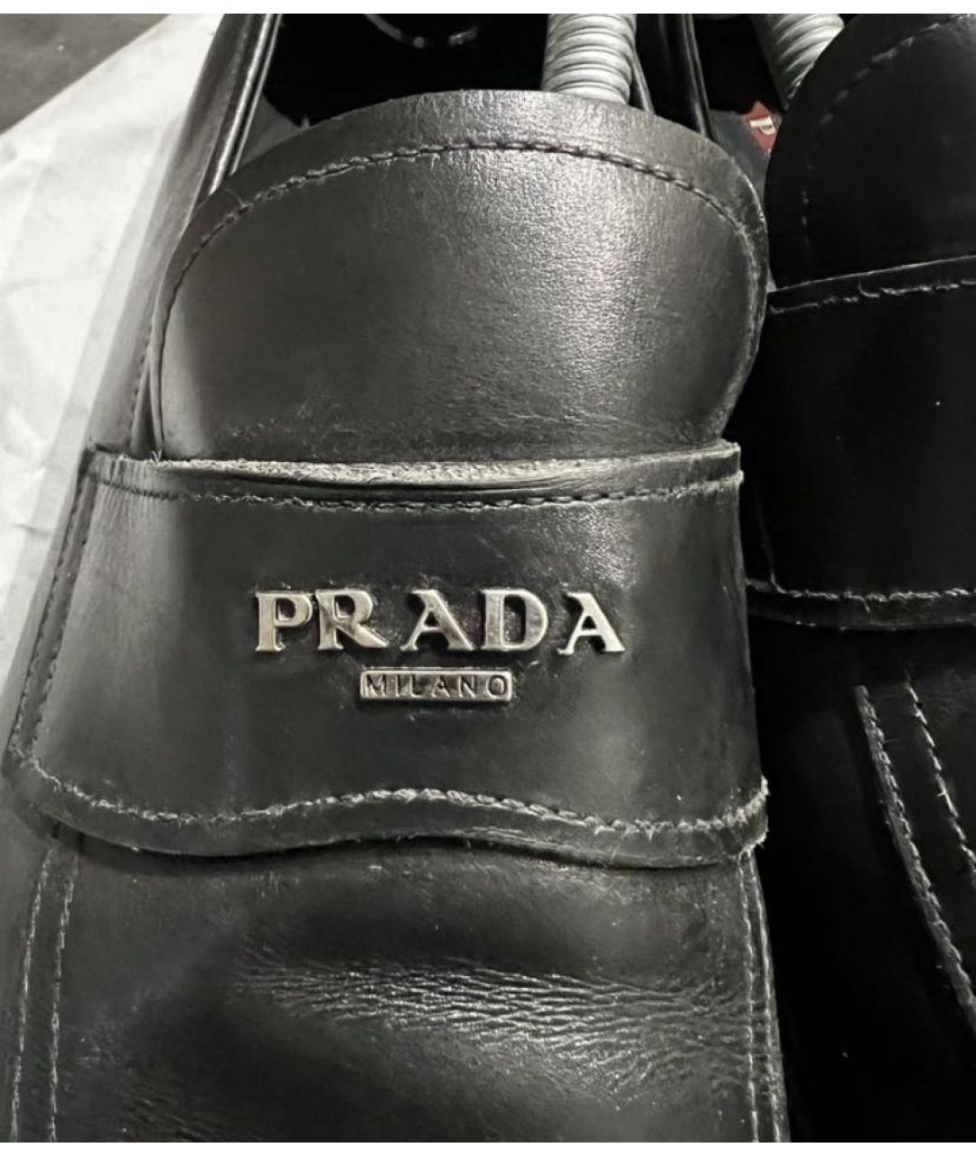 PRADA Черные кожаные лоферы, фото 4