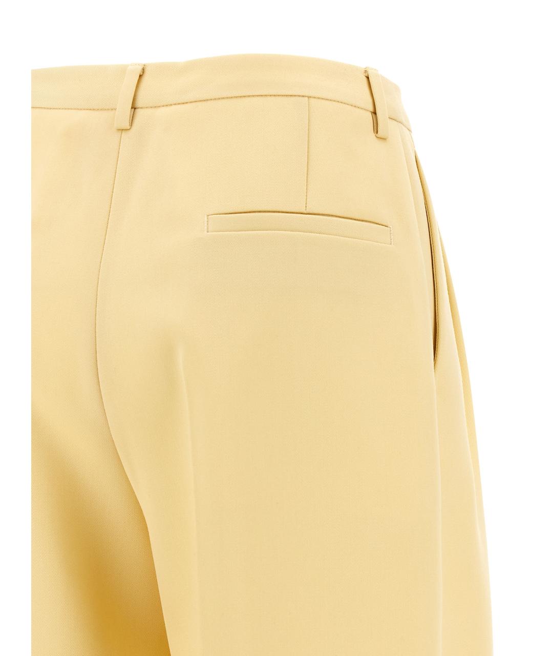 JIL SANDER Желтые шерстяные брюки широкие, фото 4