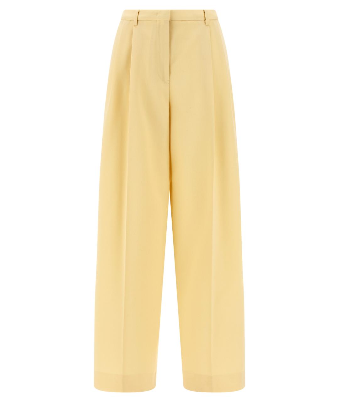 JIL SANDER Желтые шерстяные брюки широкие, фото 1