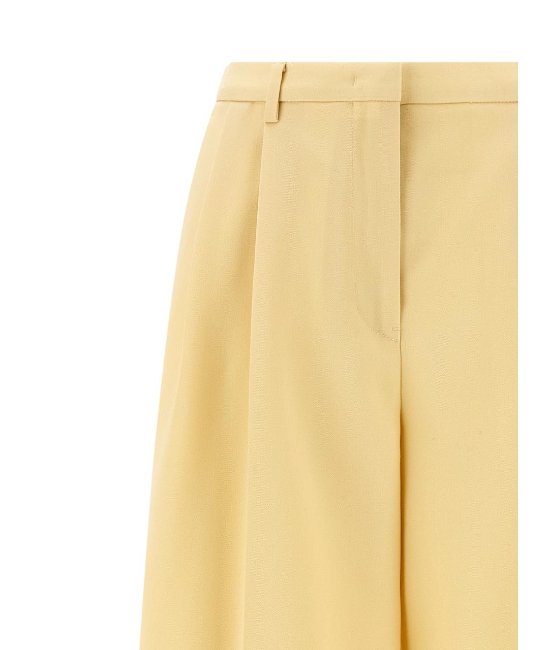 JIL SANDER Желтые шерстяные брюки широкие, фото 3