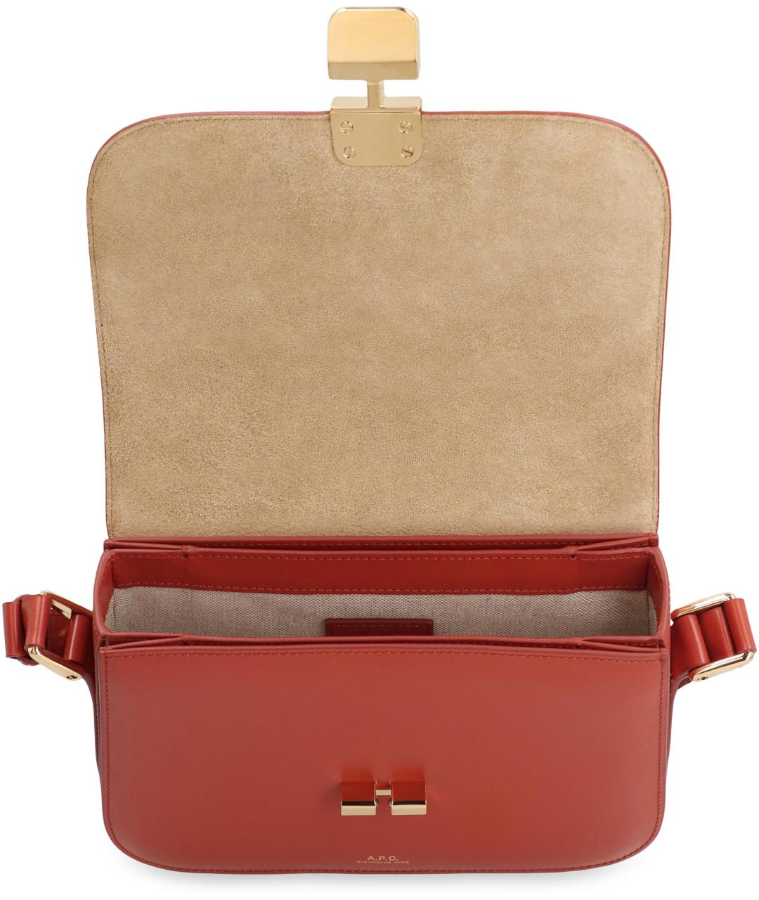 A.P.C. Коричневая кожаная сумка через плечо, фото 4