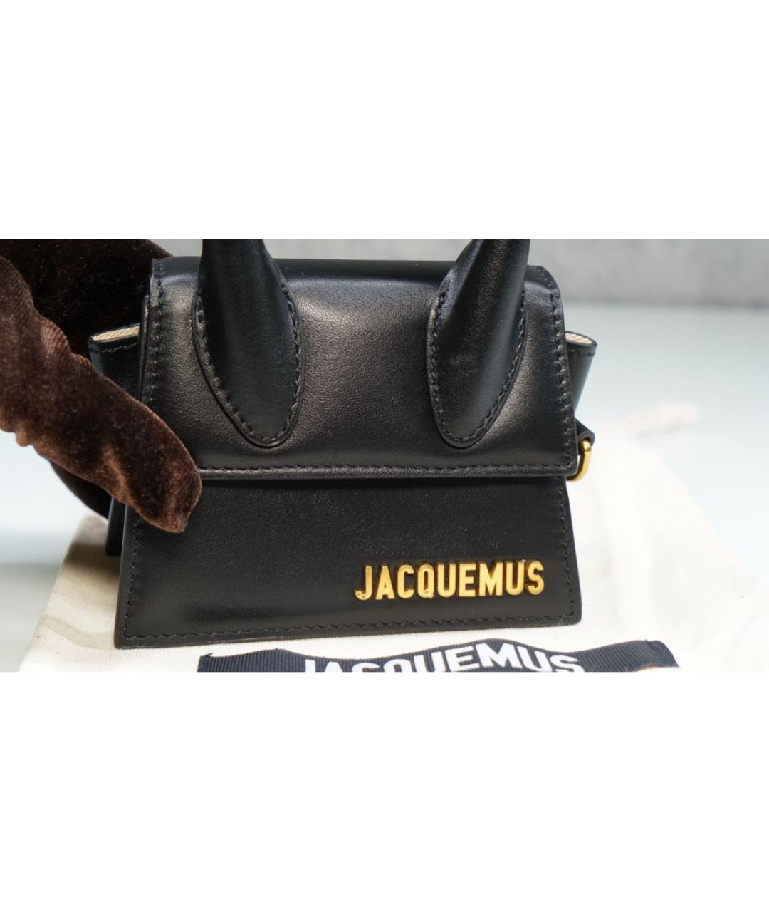 JACQUEMUS Черная кожаная сумка с короткими ручками, фото 8