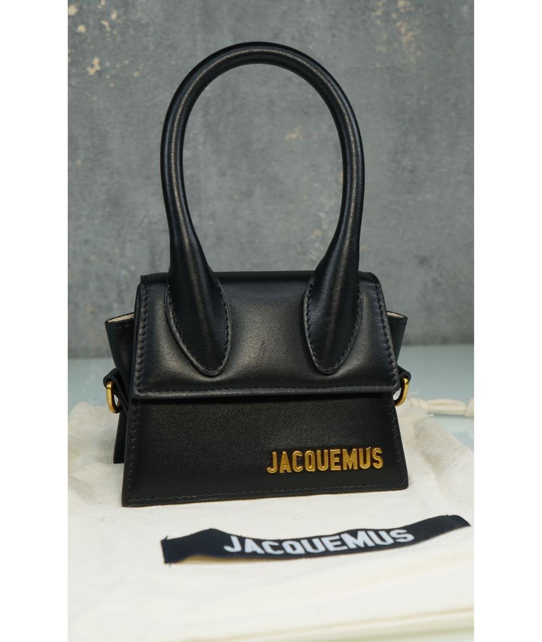 JACQUEMUS Черная кожаная сумка с короткими ручками, фото 3