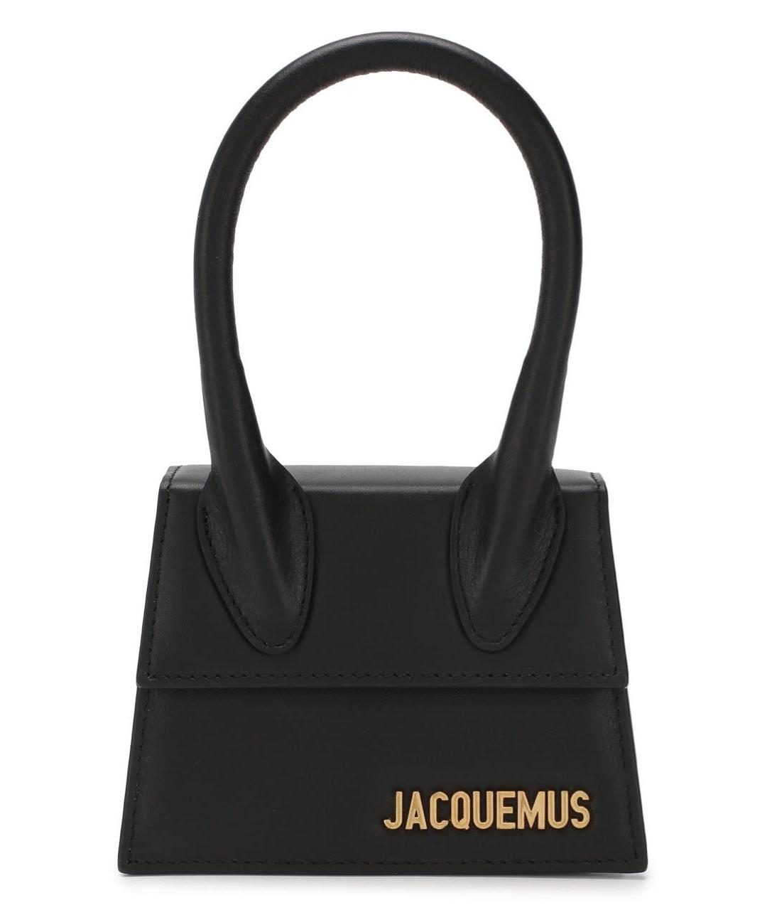 JACQUEMUS Черная кожаная сумка с короткими ручками, фото 1
