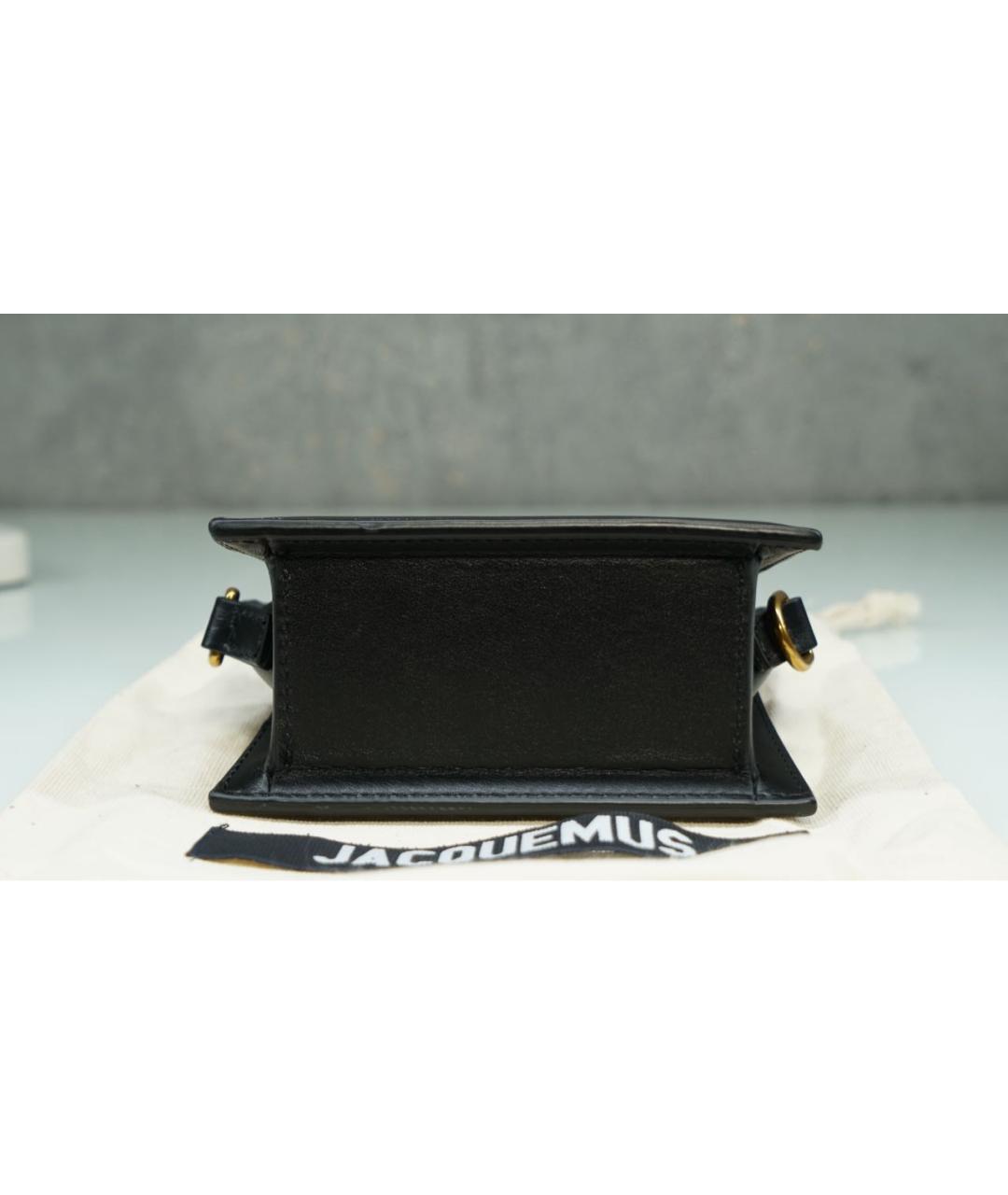 JACQUEMUS Черная кожаная сумка с короткими ручками, фото 7