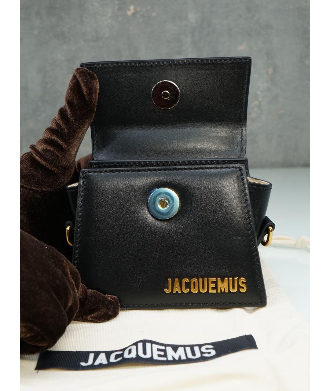 JACQUEMUS Черная кожаная сумка с короткими ручками, фото 5