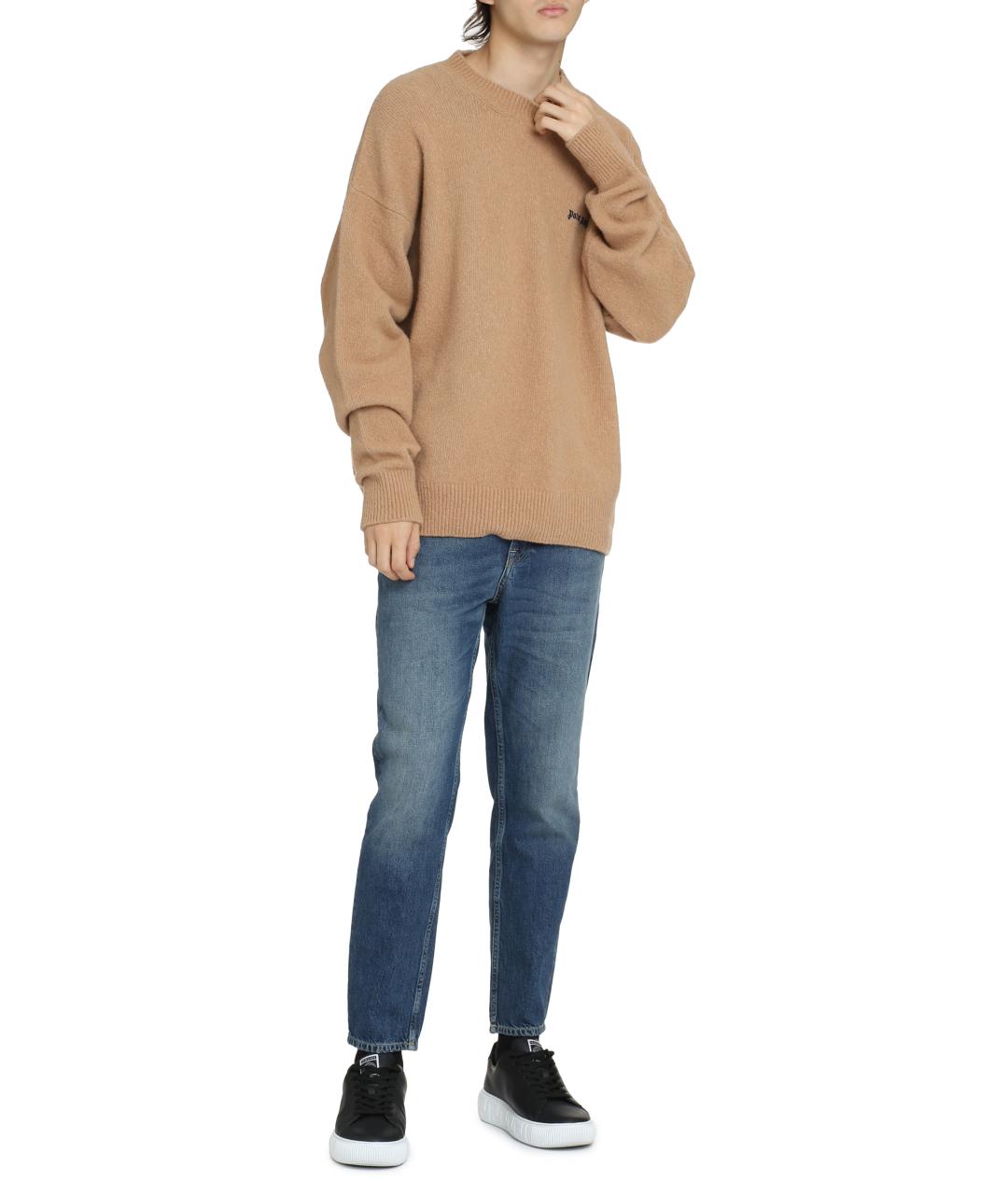 PALM ANGELS Бежевый шерстяной джемпер / свитер, фото 3