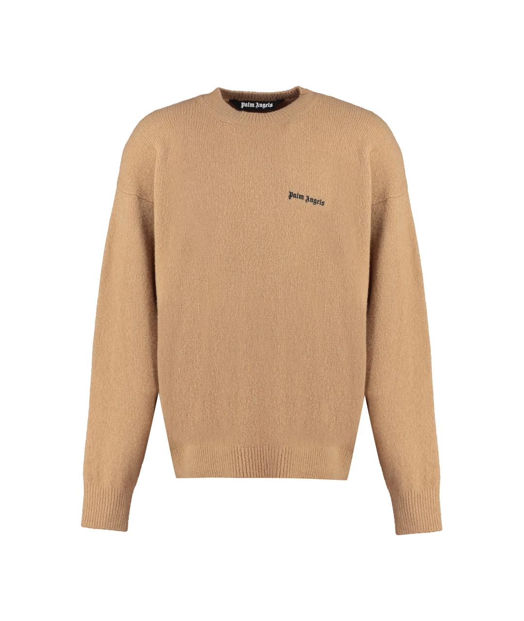 PALM ANGELS Бежевый шерстяной джемпер / свитер, фото 1
