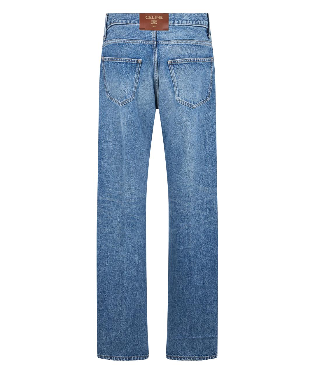 CELINE Синие хлопковые прямые джинсы, фото 2