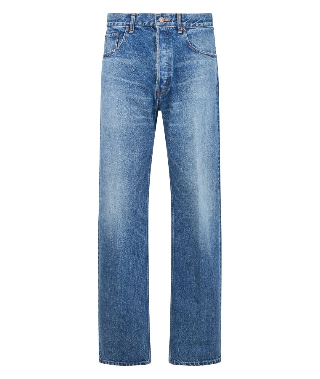 CELINE Синие хлопковые прямые джинсы, фото 1