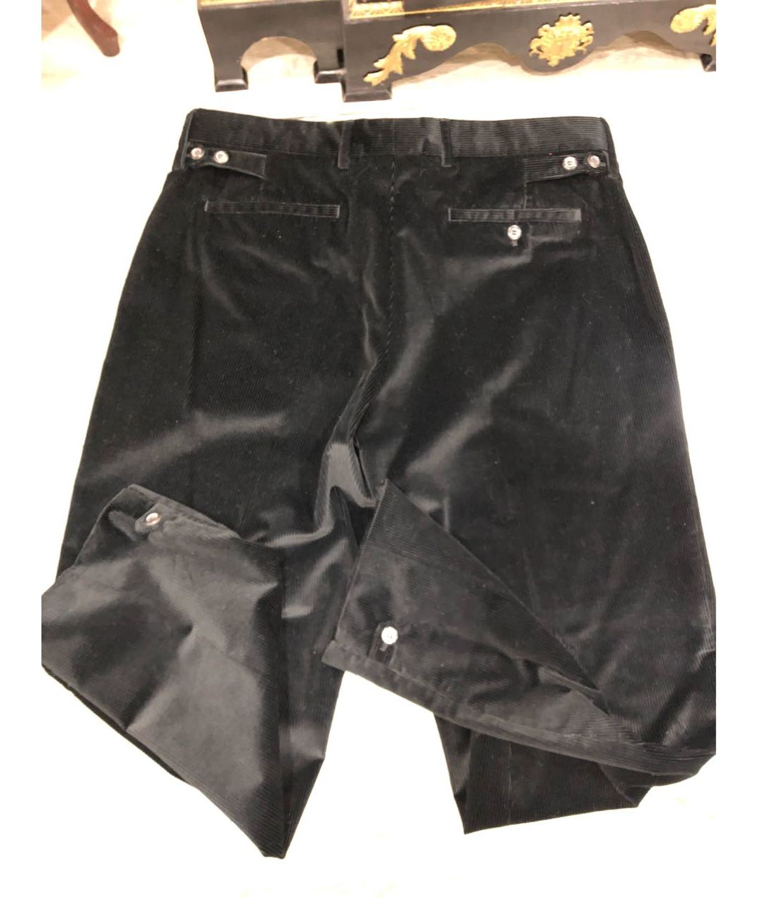 YVES SAINT LAURENT VINTAGE Черные хлопковые классические брюки, фото 2