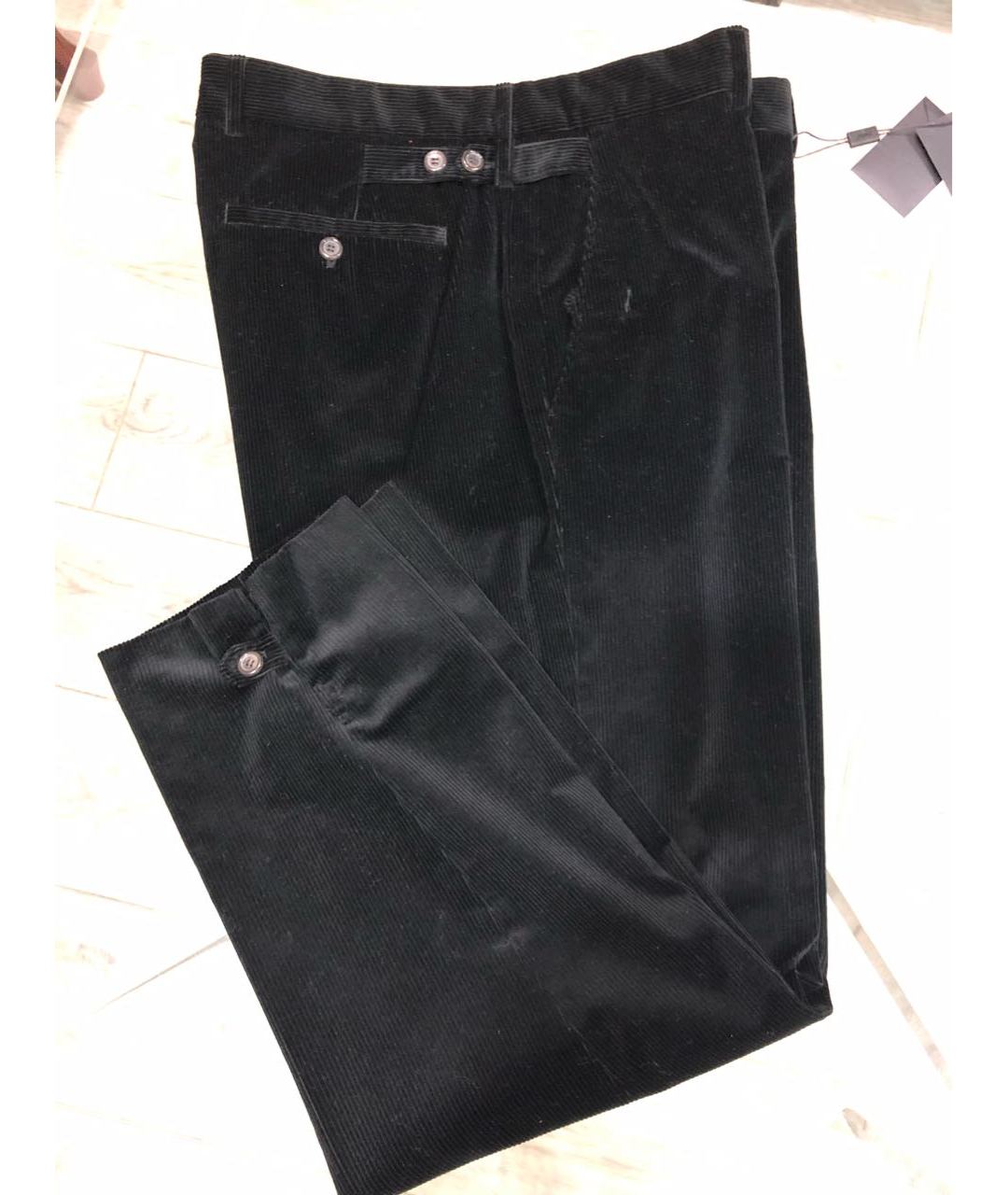YVES SAINT LAURENT VINTAGE Черные хлопковые классические брюки, фото 4