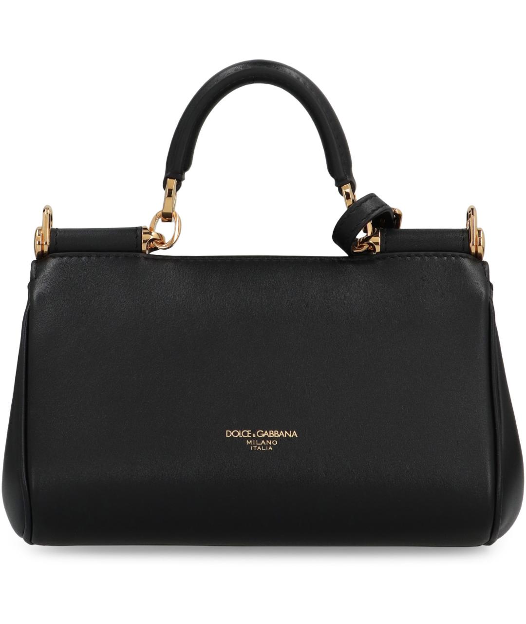 DOLCE&GABBANA Черная кожаная сумка с короткими ручками, фото 4