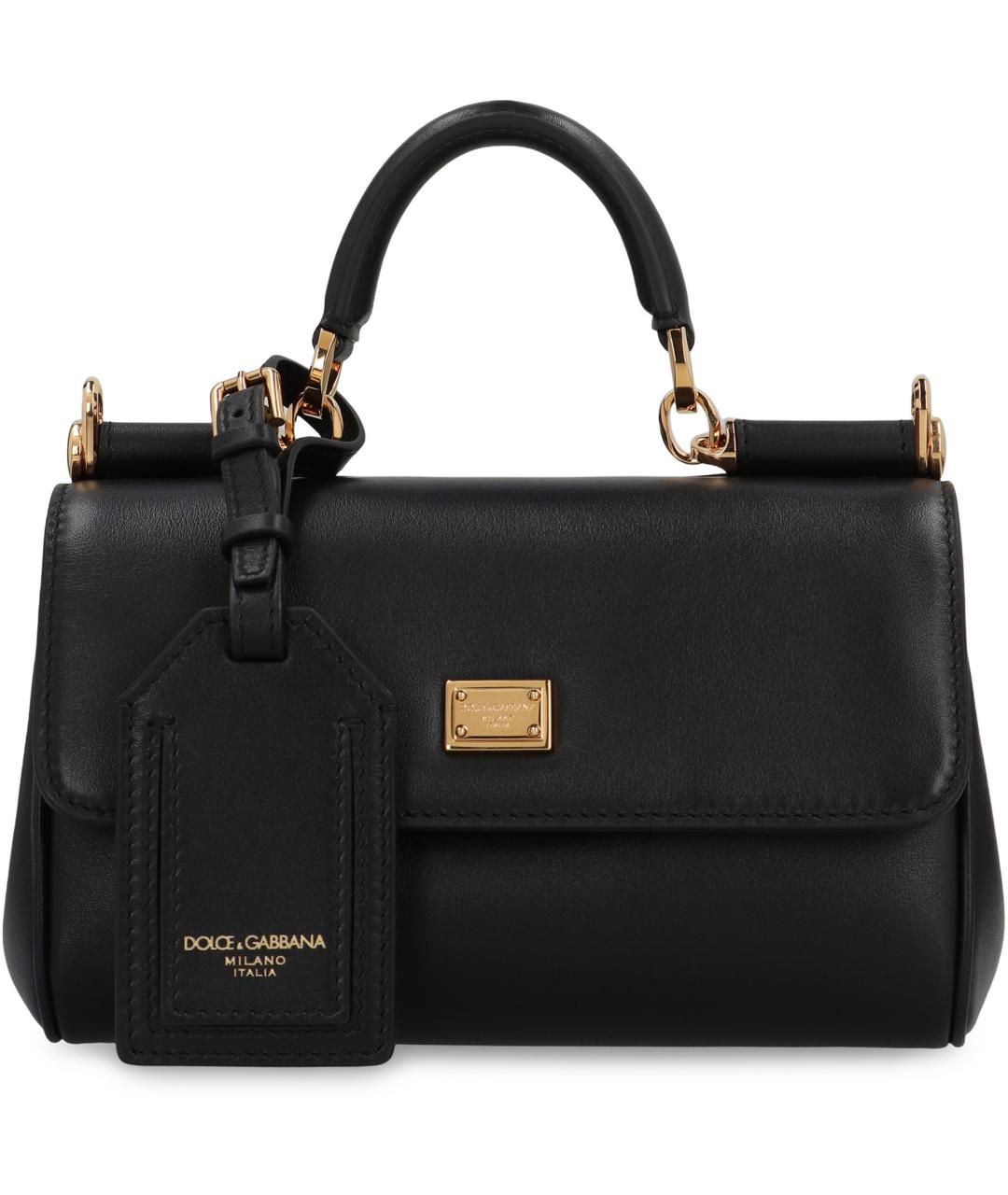 DOLCE&GABBANA Черная кожаная сумка с короткими ручками, фото 2