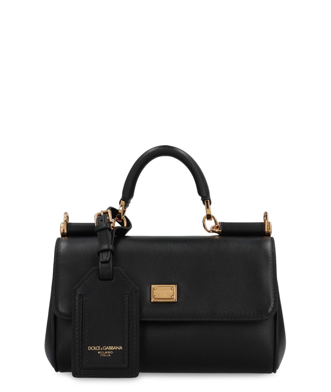 DOLCE&GABBANA Черная кожаная сумка с короткими ручками, фото 1