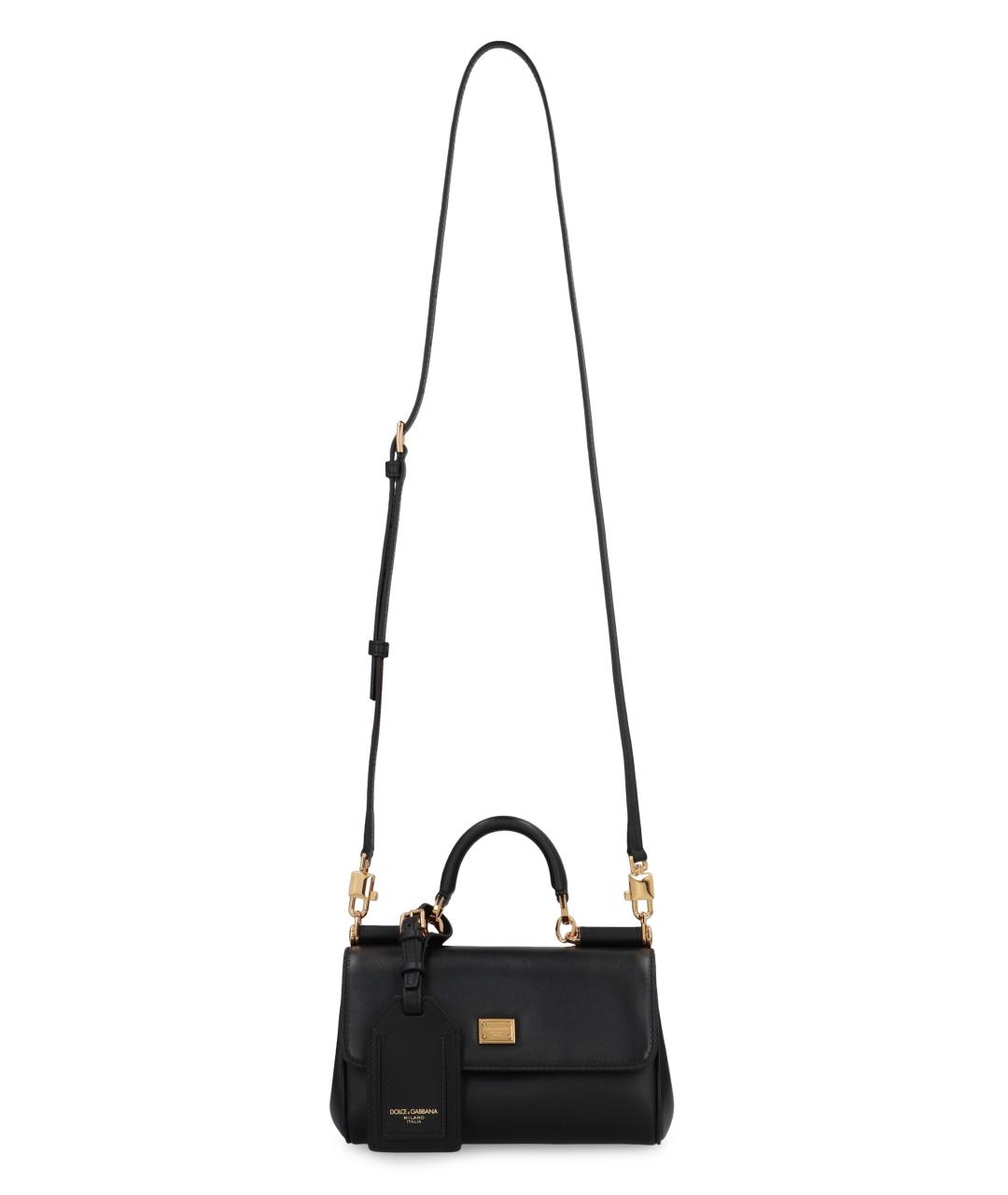 DOLCE&GABBANA Черная кожаная сумка с короткими ручками, фото 5