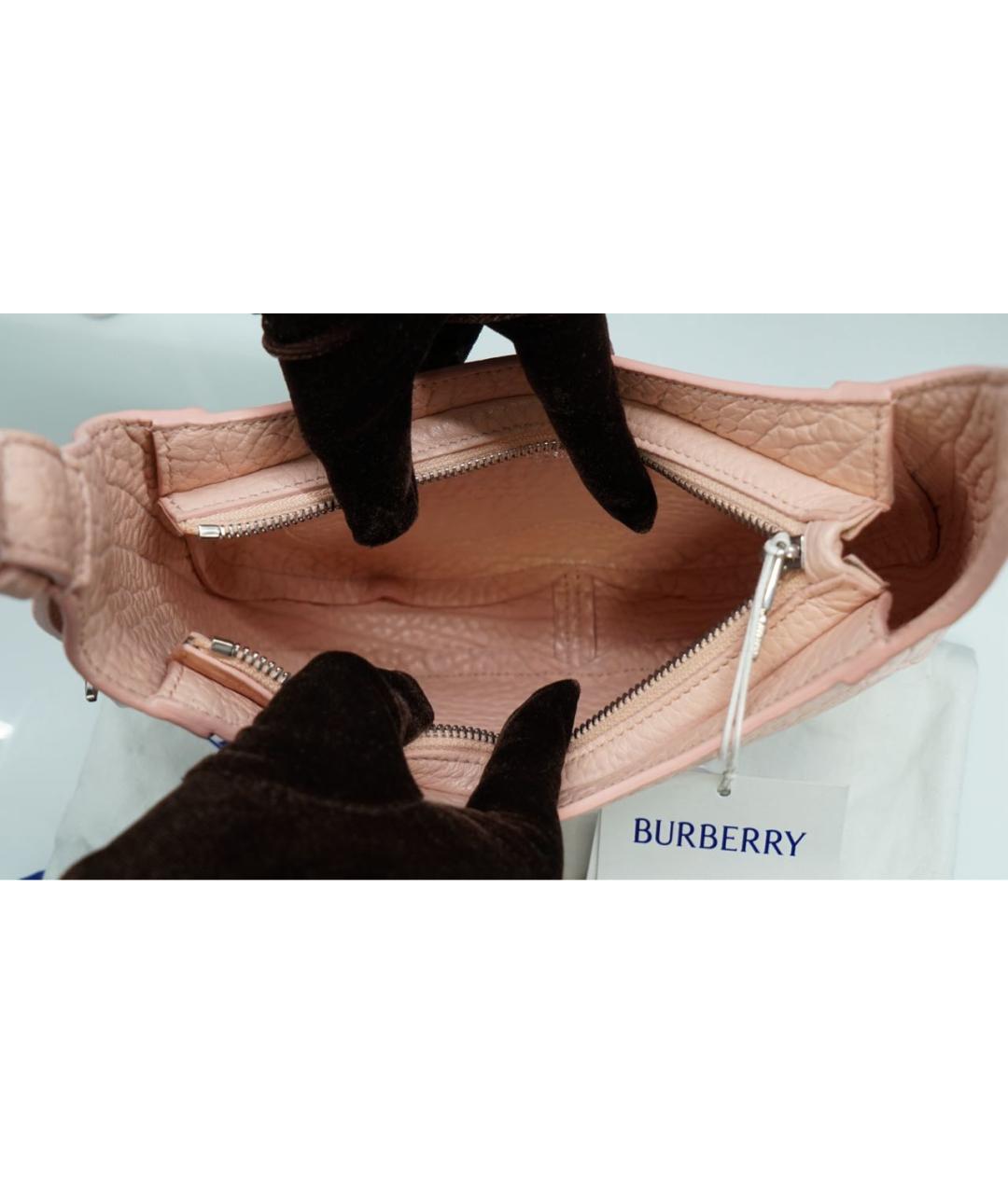 BURBERRY Коралловая кожаная сумка через плечо, фото 5