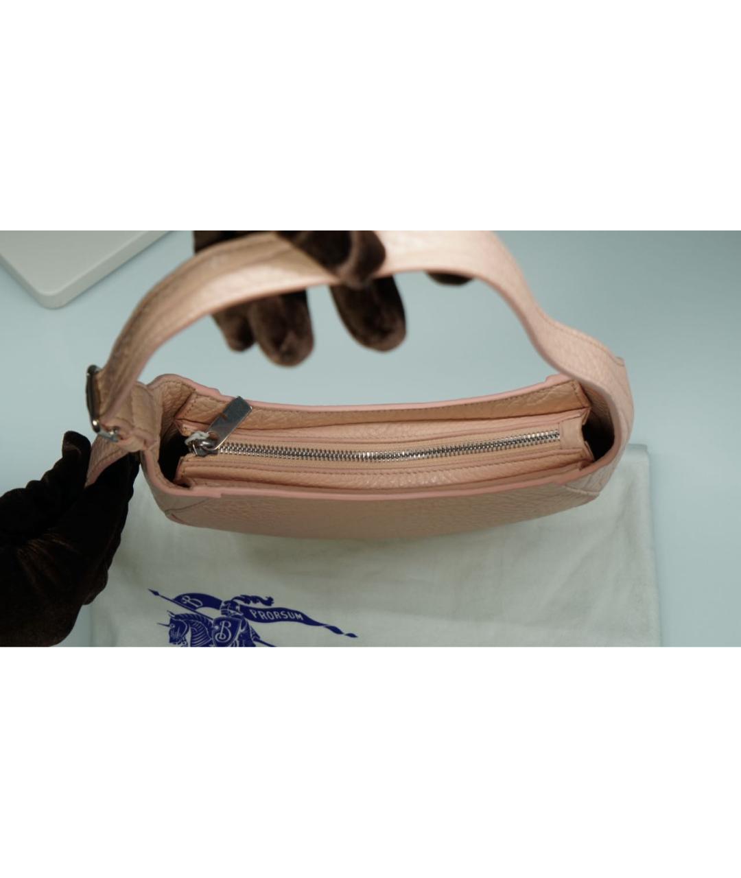 BURBERRY Коралловая кожаная сумка через плечо, фото 6