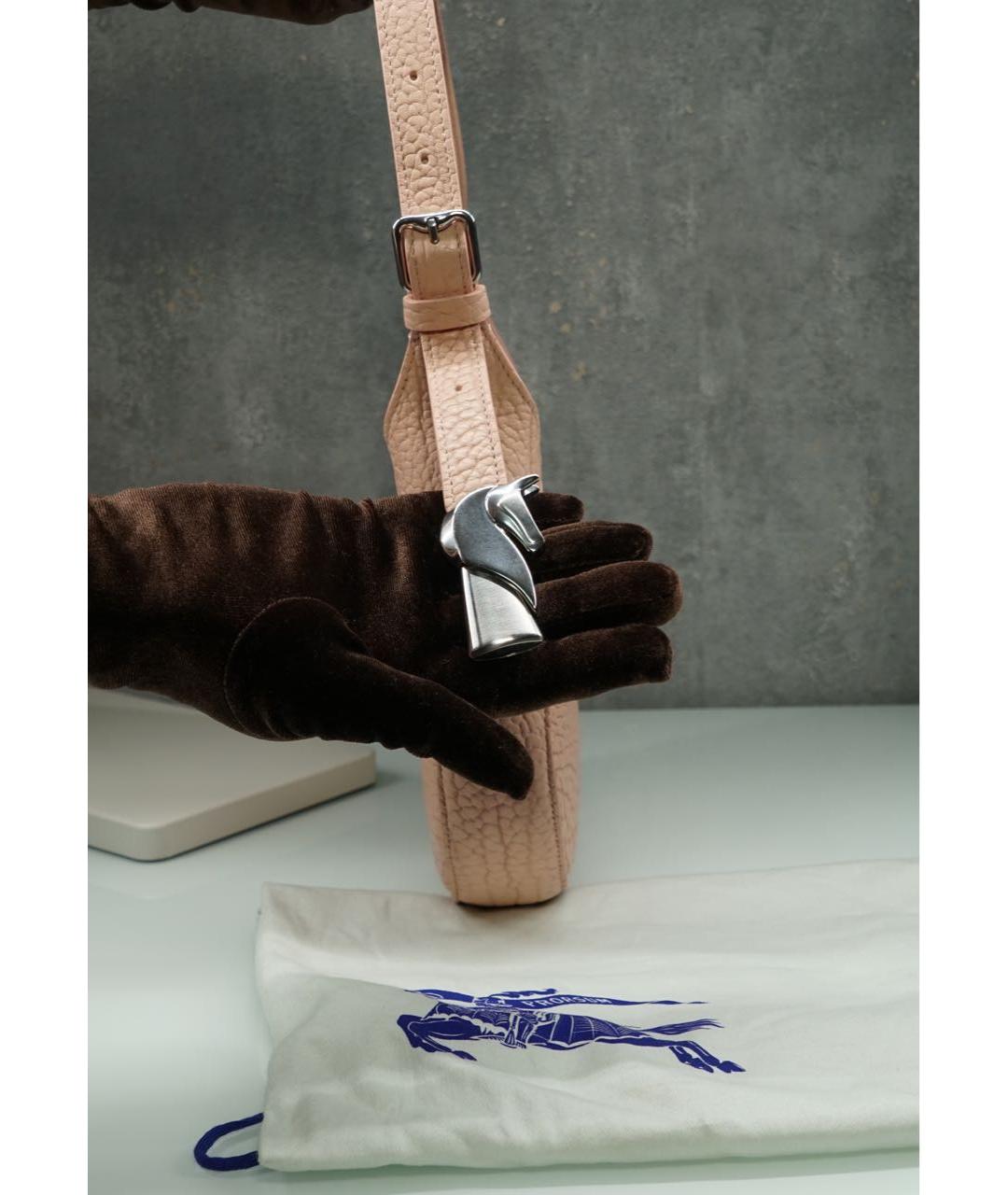 BURBERRY Коралловая кожаная сумка через плечо, фото 4