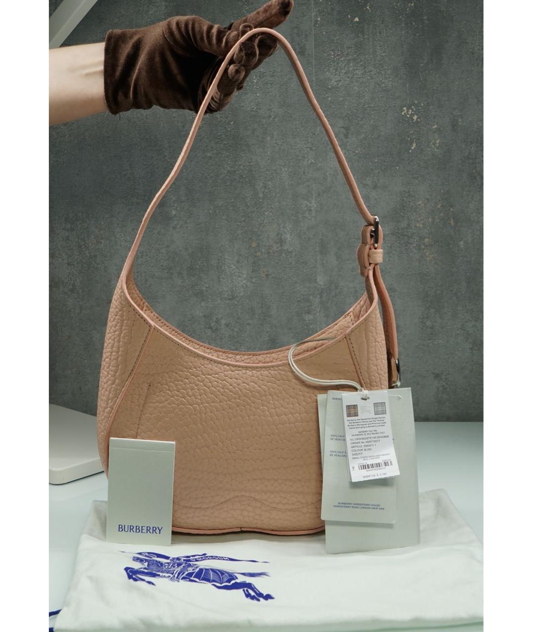 BURBERRY Коралловая кожаная сумка через плечо, фото 2