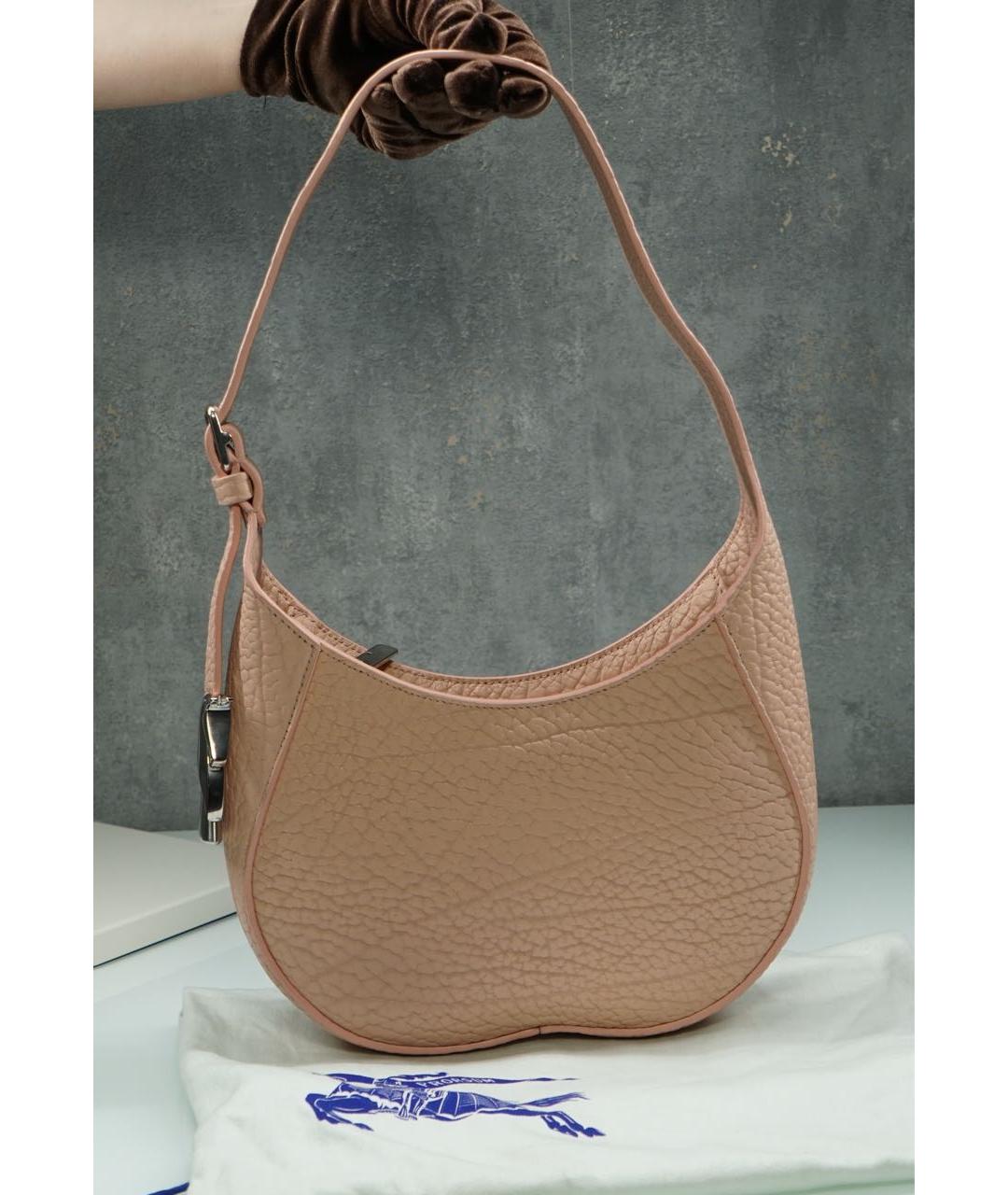 BURBERRY Коралловая кожаная сумка через плечо, фото 3