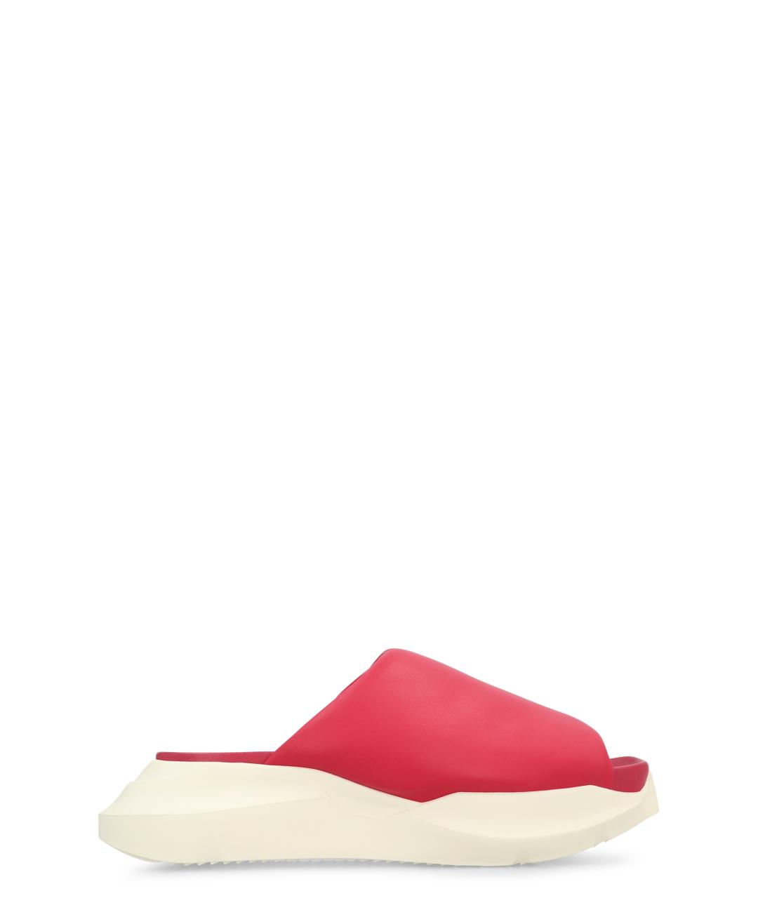 RICK OWENS Красные кожаные шлепанцы, фото 1