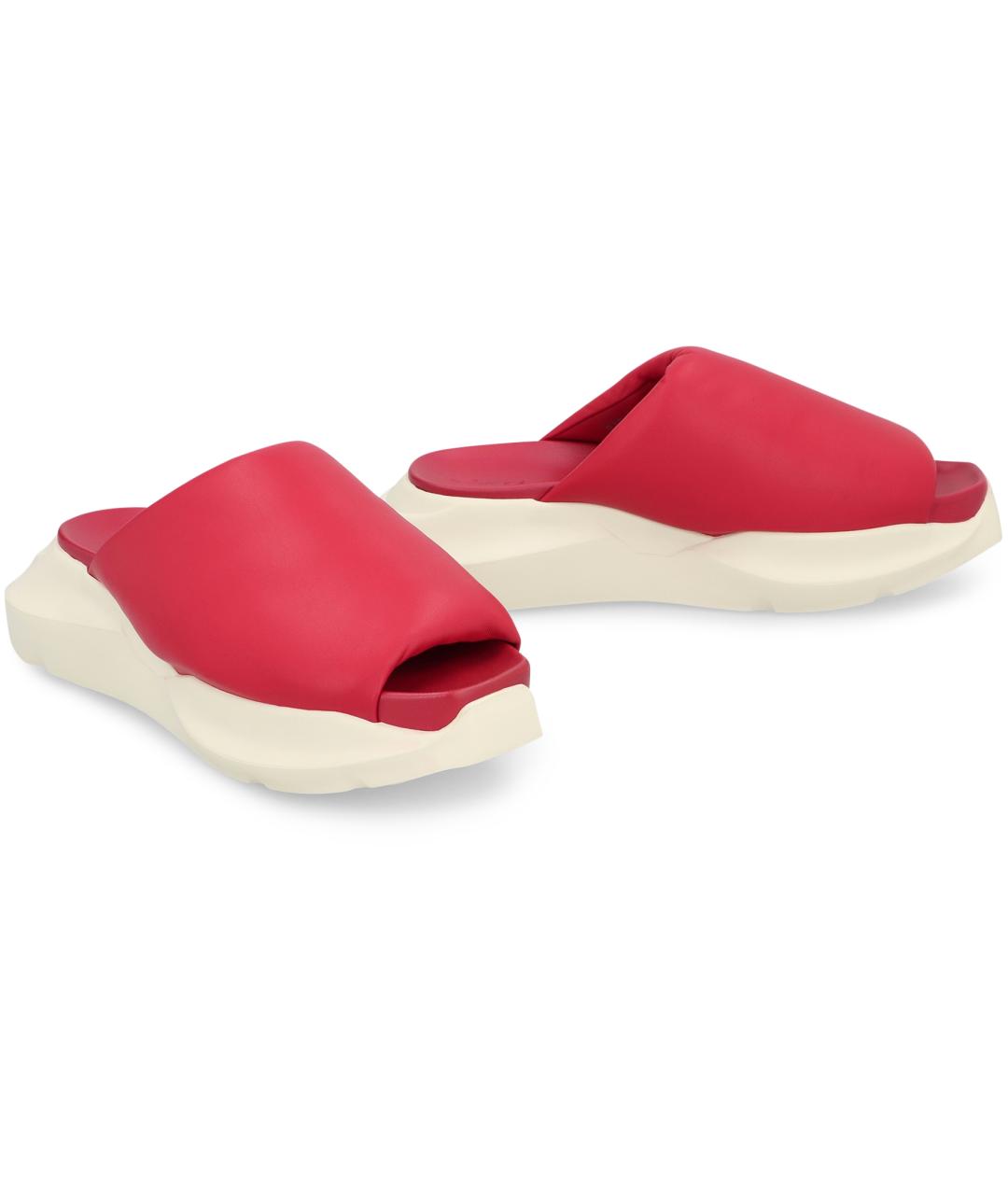 RICK OWENS Красные кожаные шлепанцы, фото 3