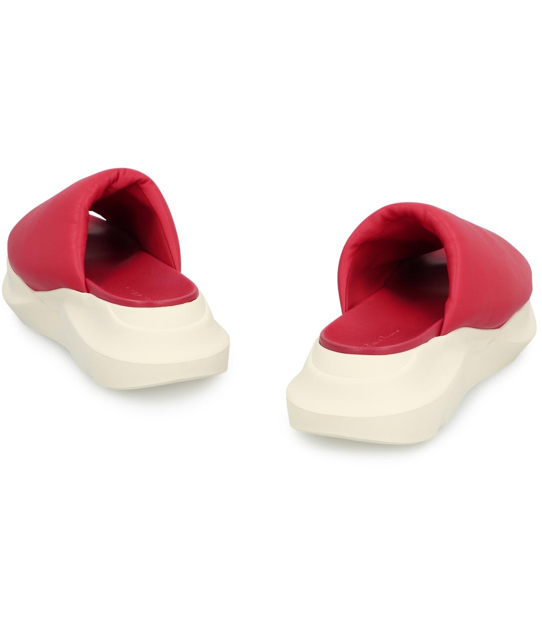 RICK OWENS Красные кожаные шлепанцы, фото 4