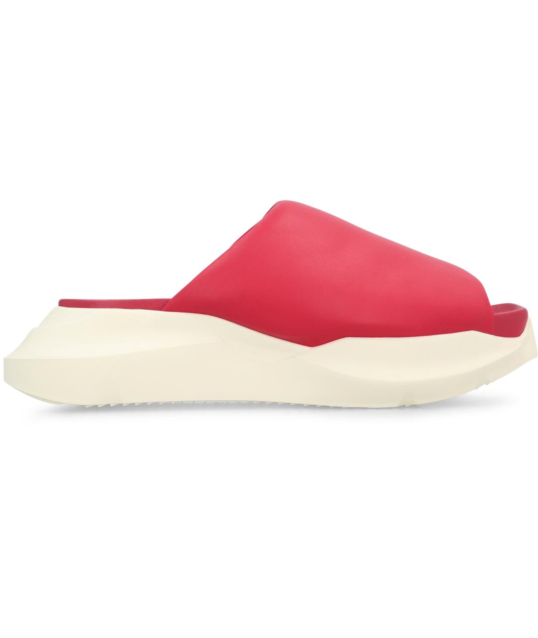 RICK OWENS Красные кожаные шлепанцы, фото 2