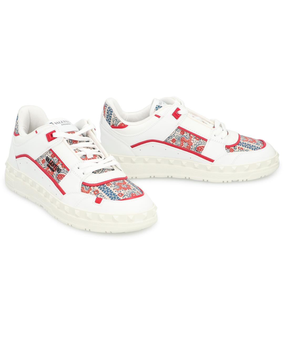 VALENTINO Белые кожаные низкие кроссовки / кеды, фото 3