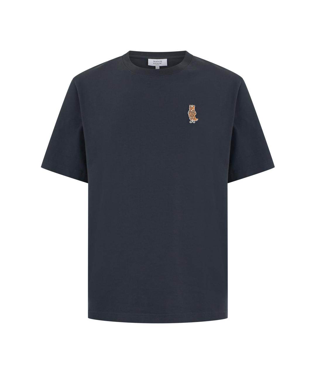 MAISON KITSUNE Синяя хлопковая футболка, фото 1