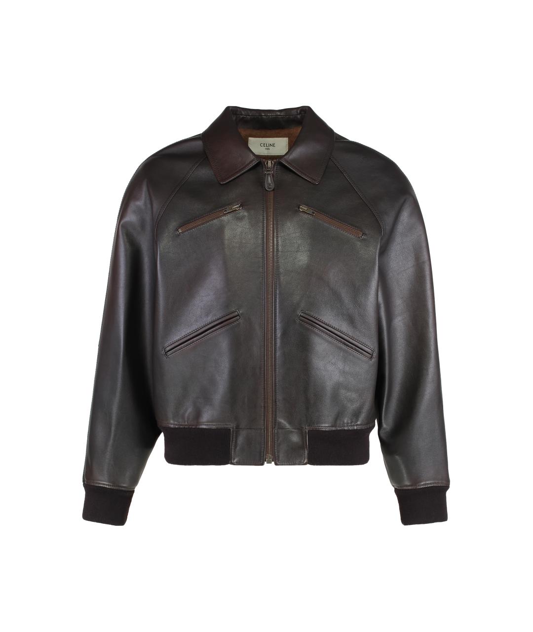 CELINE Коричневая кожаная куртка, фото 1