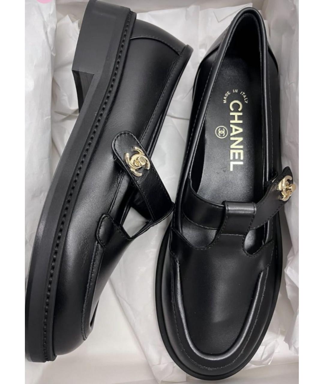 CHANEL Черные мокасины из искусственной кожи, фото 5