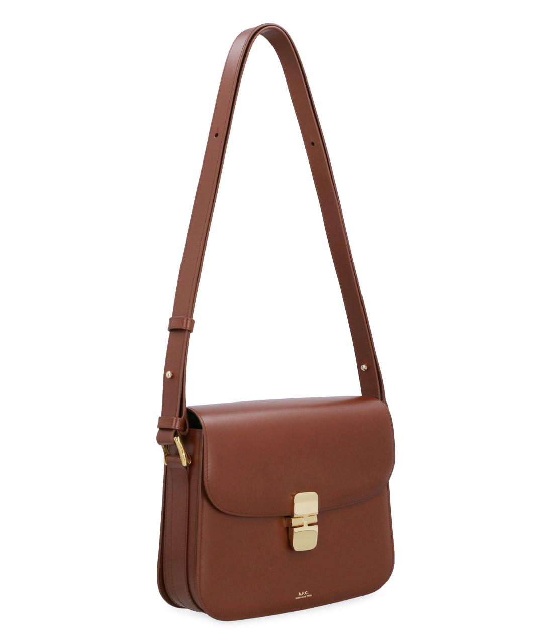 A.P.C. Коричневая кожаная сумка через плечо, фото 2