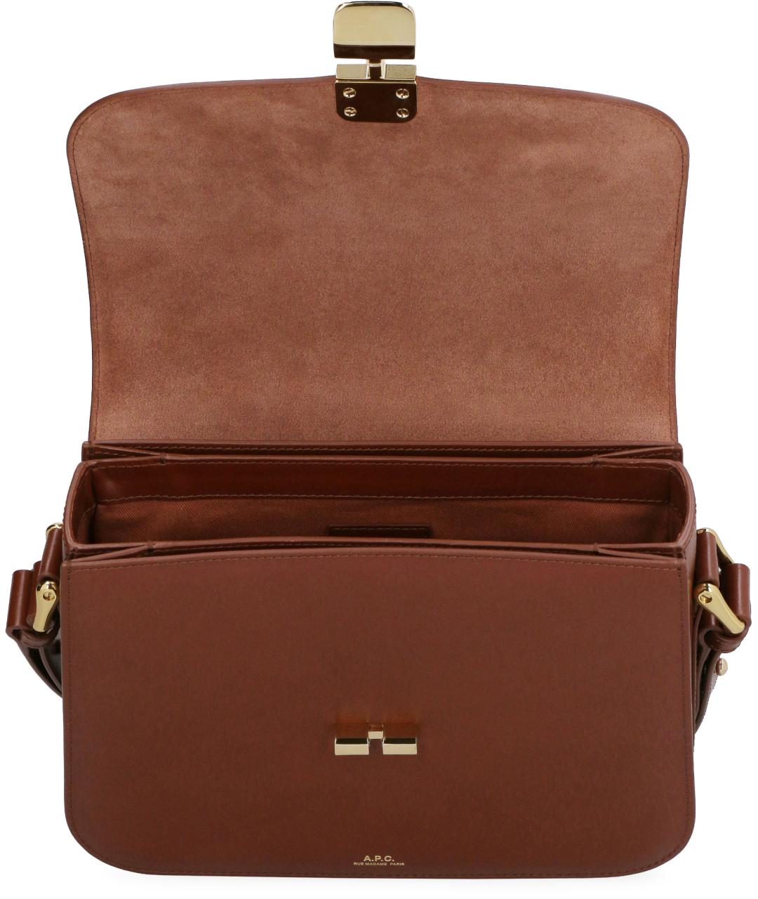 A.P.C. Коричневая кожаная сумка через плечо, фото 4