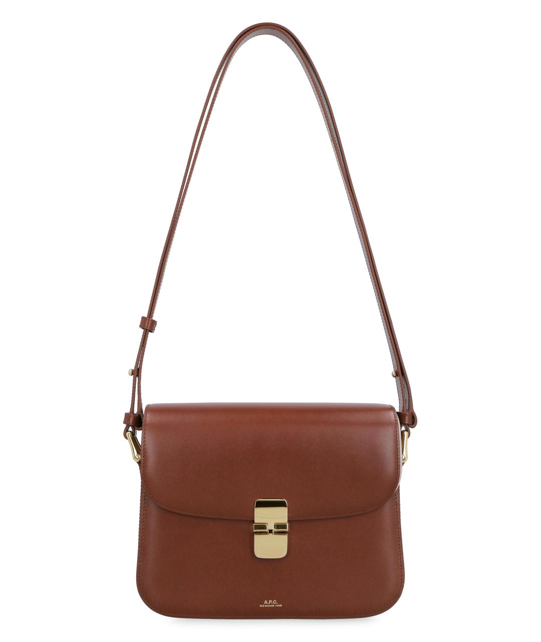 A.P.C. Коричневая кожаная сумка через плечо, фото 1