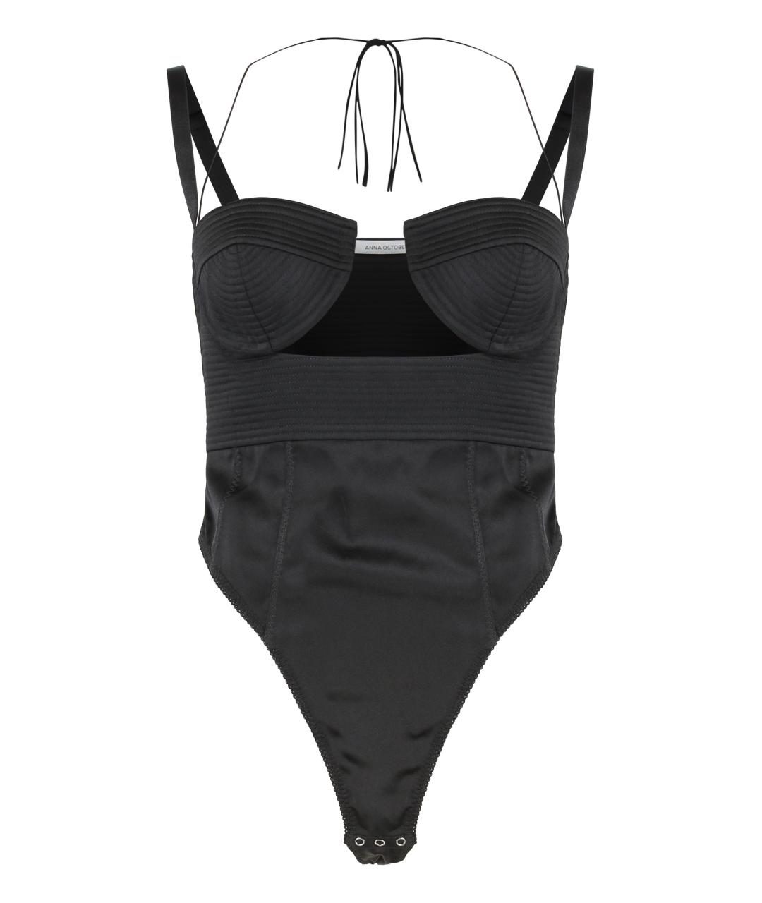 ANNA OCTOBER Черное полиэстеровое боди, фото 1