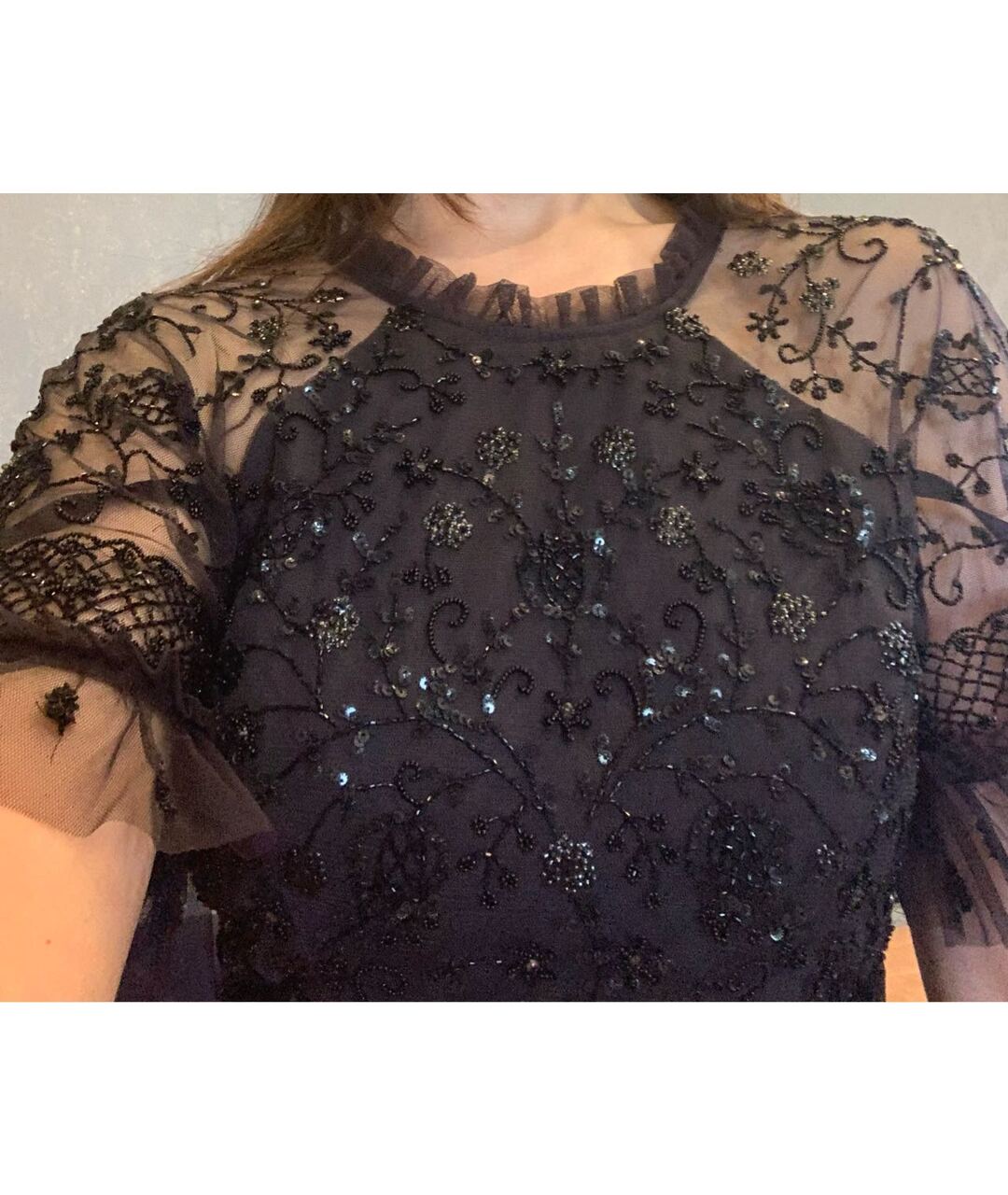 NEEDLE & THREAD Темно-синее кружевное вечернее платье, фото 6