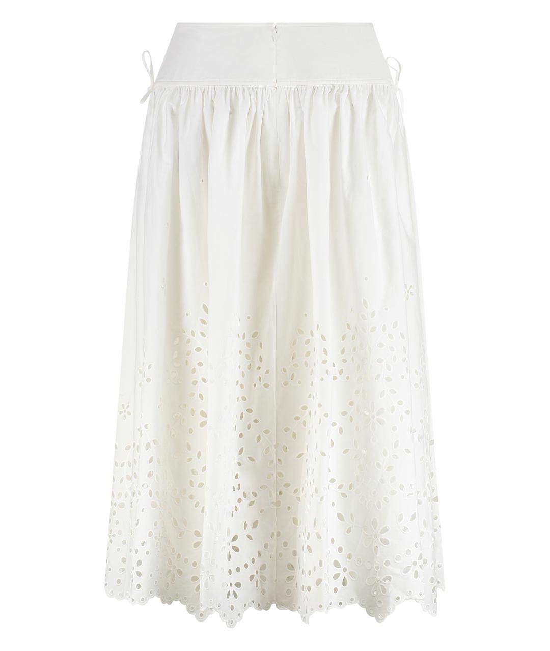SELF-PORTRAIT Белая хлопковая юбка миди, фото 2