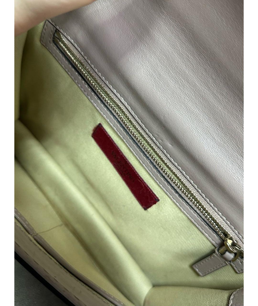 VALENTINO Бежевая кожаная сумка через плечо, фото 7