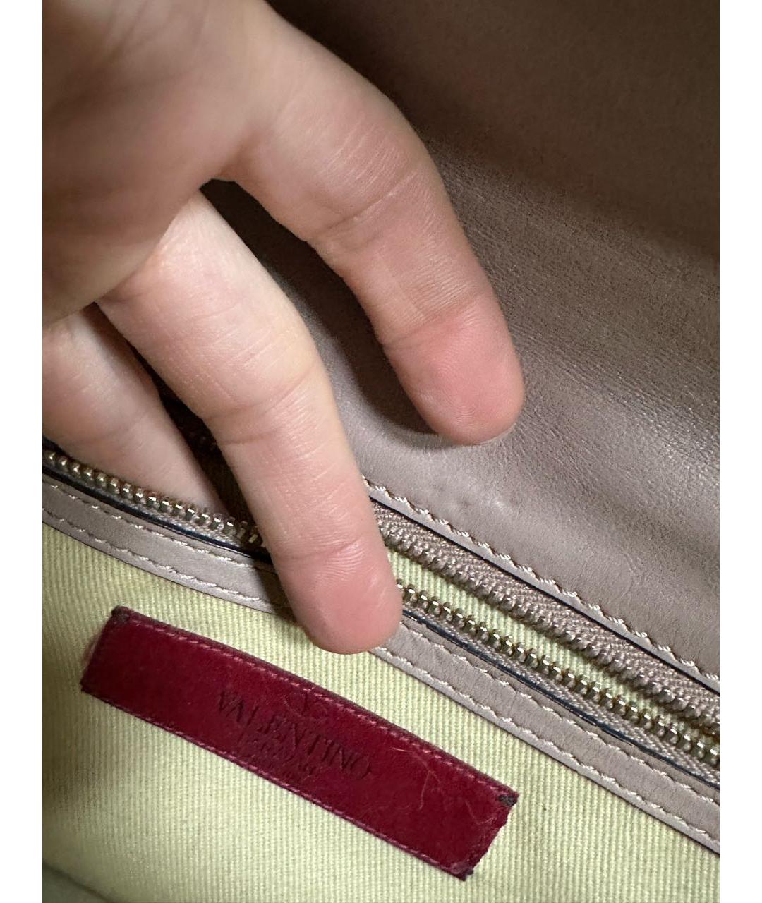 VALENTINO Бежевая кожаная сумка через плечо, фото 8
