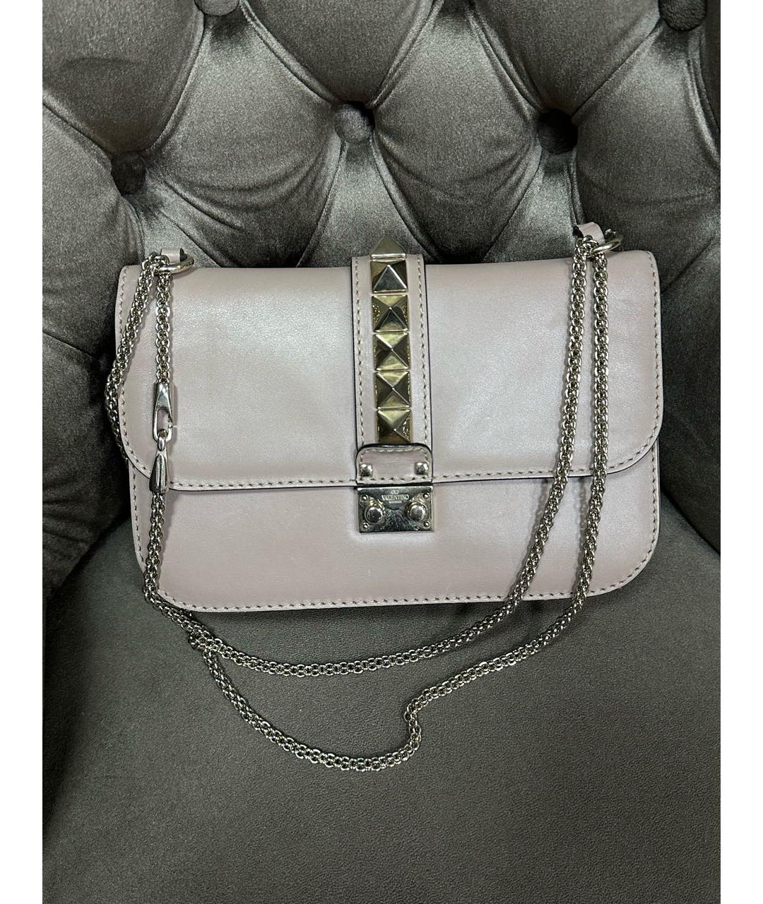 VALENTINO Бежевая кожаная сумка через плечо, фото 9