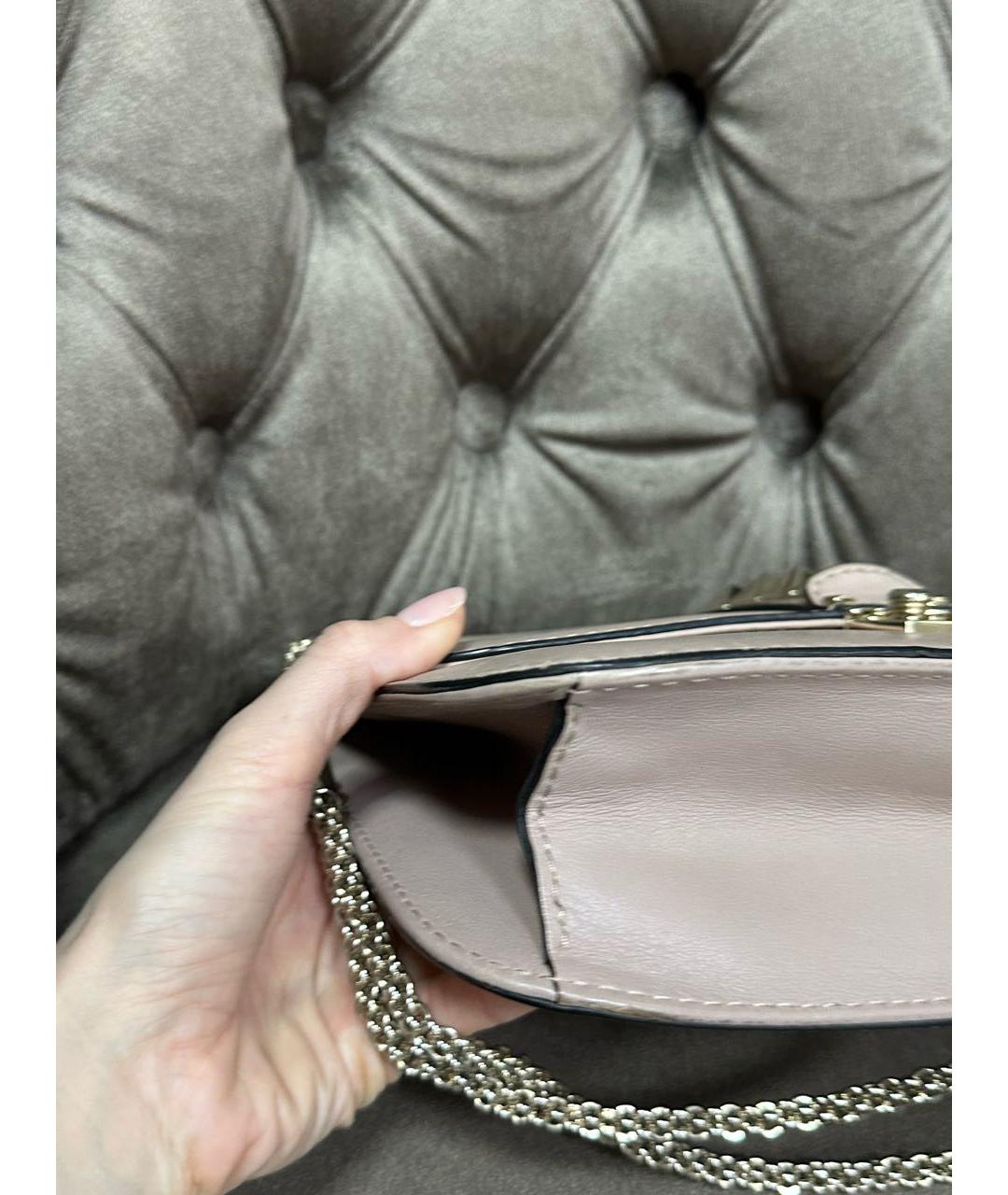 VALENTINO Бежевая кожаная сумка через плечо, фото 4