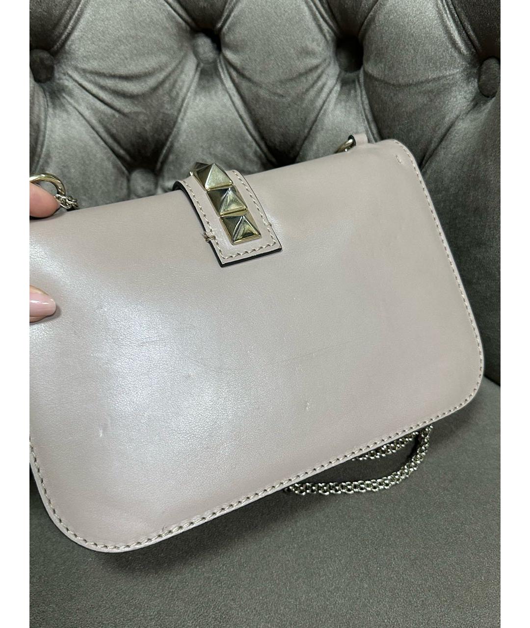 VALENTINO Бежевая кожаная сумка через плечо, фото 6