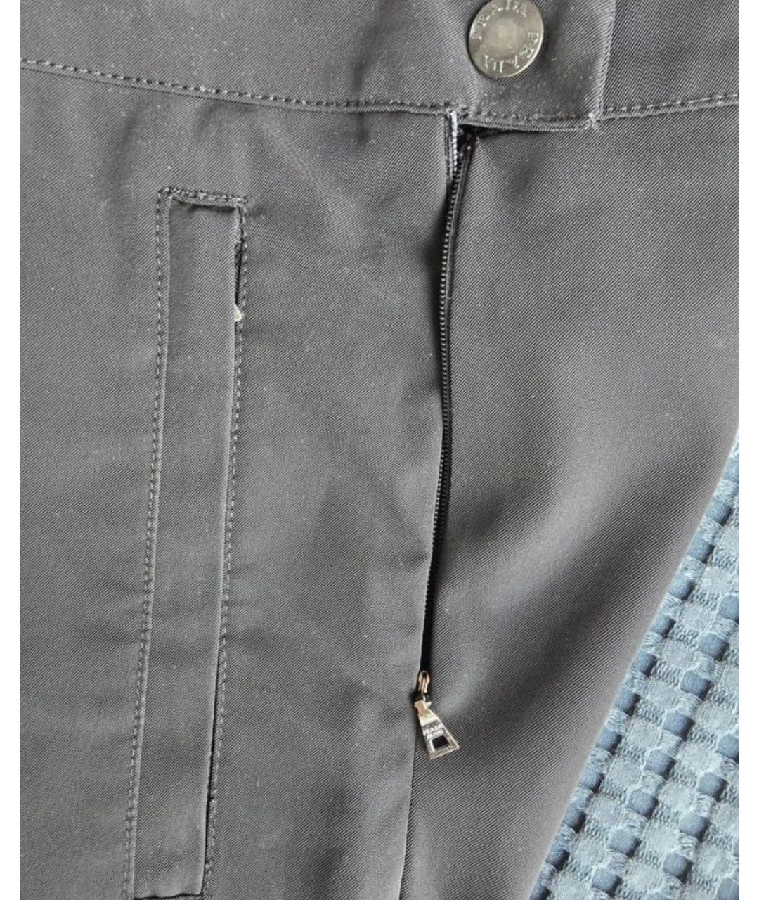 PRADA Черные полиэстеровые прямые брюки, фото 4