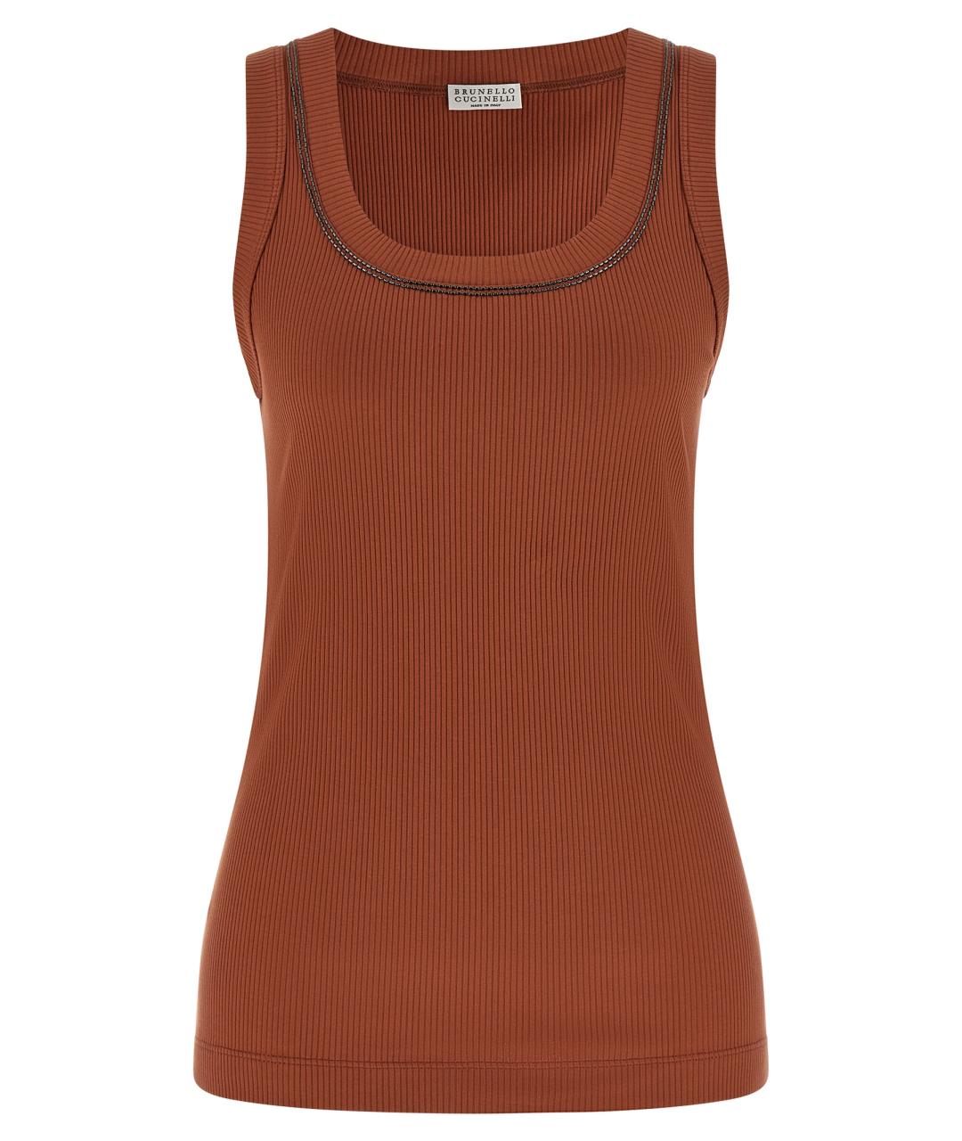 BRUNELLO CUCINELLI Коричневая хлопковая майка, фото 1