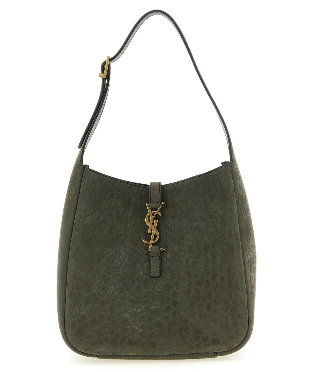 SAINT LAURENT Зеленая замшевая сумка через плечо, фото 1