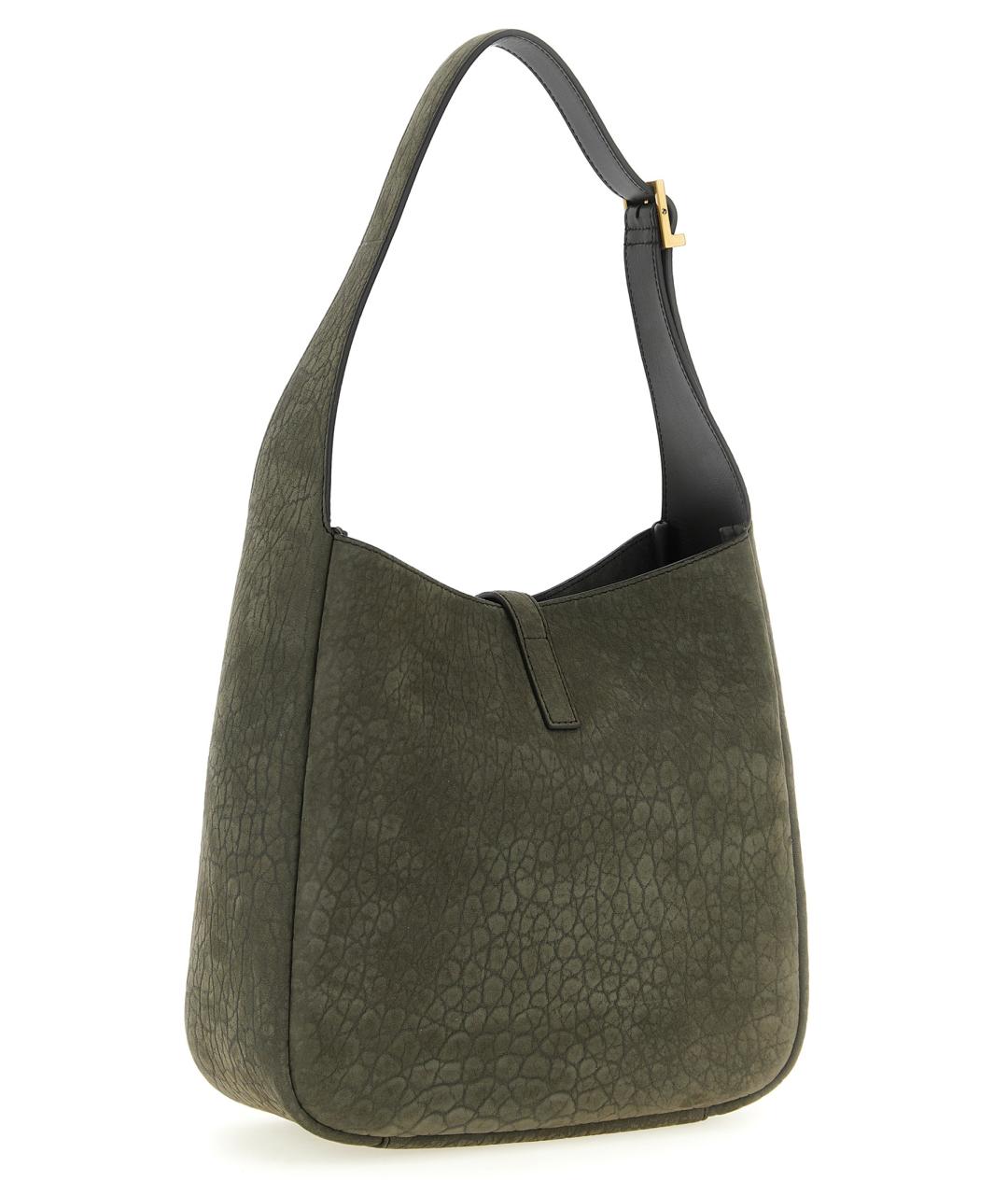 SAINT LAURENT Зеленая замшевая сумка через плечо, фото 2